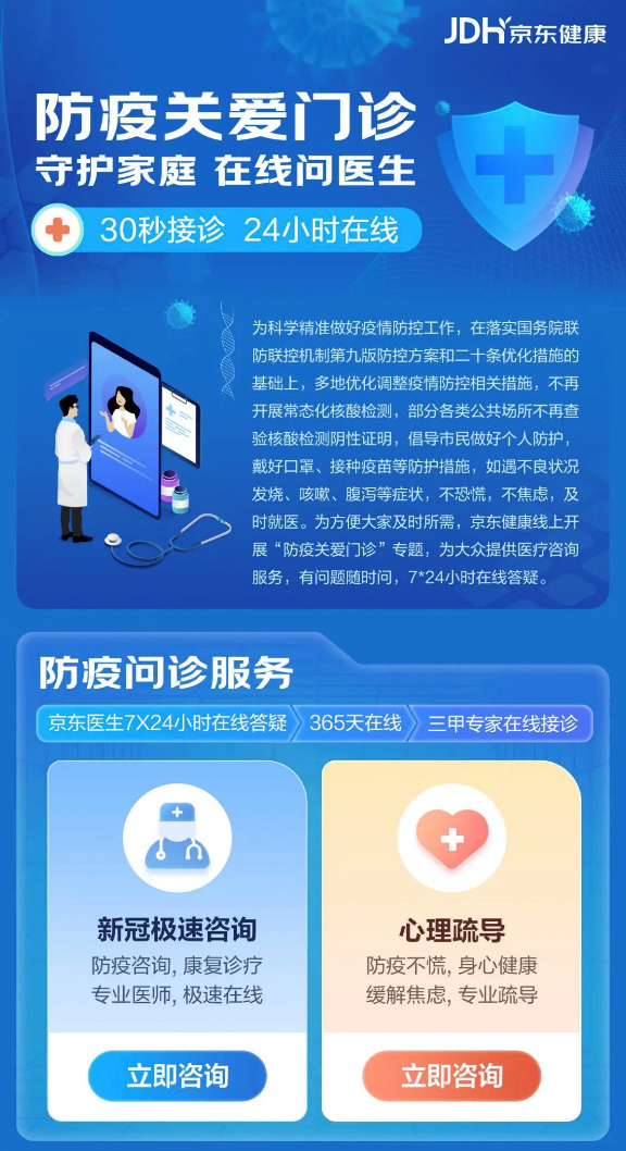 多地政府倡议非紧急优先选择互联网医院就医 京东健康推出防疫关爱门诊